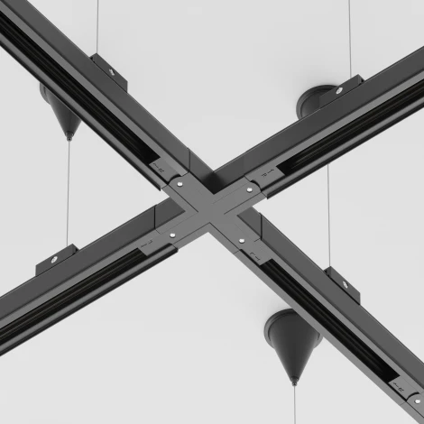 Коннектор Х-образный Trinity черный (трехфазный) Maytoni Technical TRA005CX-31B (220V)