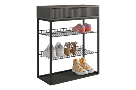 Обувница Вельвет Mebelson (ЛДСП,Металл/Графит,Черный) арт.173128,3324