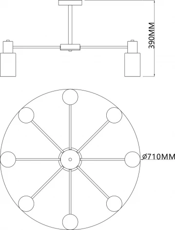 Потолочная люстра на штанге Diversity Escada 2120/8P E14*40W Black (220V)