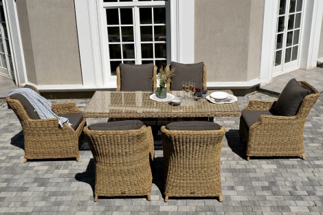 "Неаполь" обеденная группа плетеная из искусственного ротанга, цвет соломенный 4SIS арт.УТ-00008188