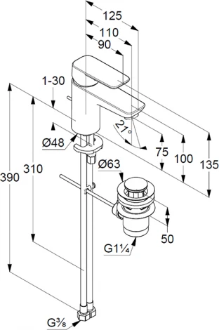 Смеситель Kludi Pure&Style 403820575 для раковины