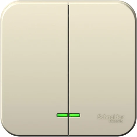 Выключатель накладной двухклавишный с подсветкой (молочный) Systeme Electric Blanca BLNVA105112