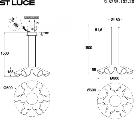 Подвесная люстра ST Luce Fairy SL6235.103.20 Никель/Прозрачный LED 1*20W 4000K (220V, на тросе)