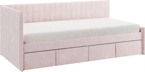 Кровать с ящиками Твикс (Тахта) 90х200 см Mebelson (ДСП,Велюр/Розовый) арт.171564,2172
