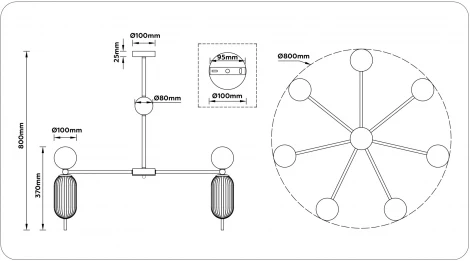 Потолочная люстра на штанге Ambrella High Light LH53106 (220V, шарики)