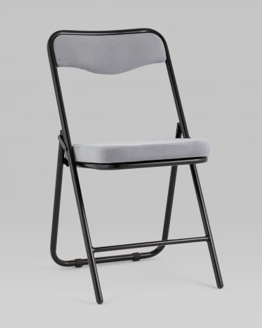 Складной стул Джонни велюр серый каркас черный матовый Stool Group (арт.УТ000038735)