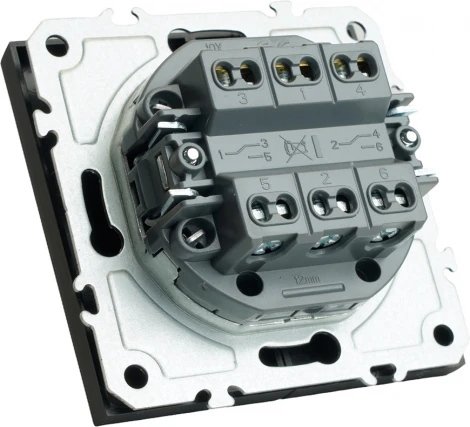 Переключатель двухклавишный (черный) Stekker Эмили 49843