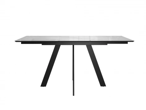 Стол DikLine DKD140 керамика 140(180)х80, Carrara Gloss (мрамор глянец белый), опоры черные (2уп.) 00-00085034