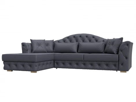 Диван угловой Артис левый угол (Брус,Рейка/Пластик/Экокожа/Серый) Лига Диванов 128033L