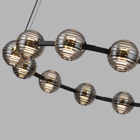 Подвесной светильник Odeon Light Troni LED 5041/120L черн./золото/дымчатый/металл/стекло 120W 4000К 9364Лм (220V, на тросе, шарики)