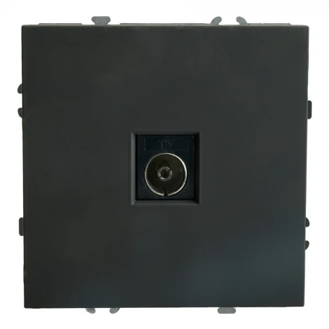 ТВ-розетка (черный уголь, soft touch) Stekker Эмили 49849