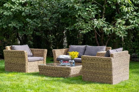 Кресло из искусственного ротанга (гиацинт), цвет соломенный 4SIS Капучино YH-C1130W-3-TW