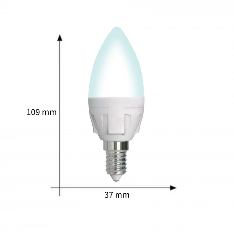 Лампочка светодиодная свеча белая E14 7W 4000K Uniel LED-C37 7W/4000K/E14/FR/DIM PLP01WH