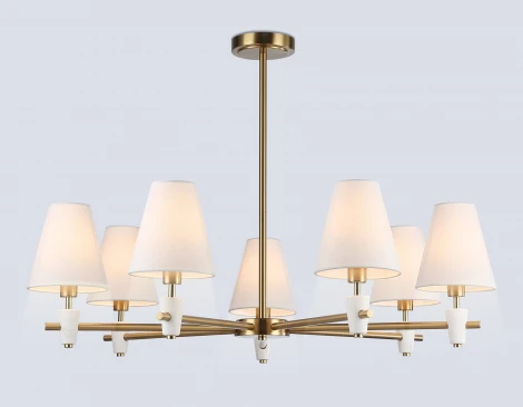 Потолочная люстра на штанге с абажурами и мрамором Ambrella Ceramo Classic LH75045