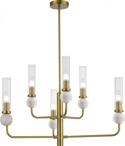 Потолочная люстра на штанге ST Luce Medea SL1244.303.06 латунь/прозрачный E14 6*40W (220V)