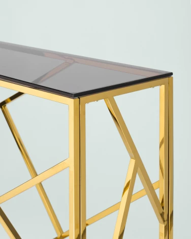 Консоль Stool Group АРТ ДЕКО 115*30 золото стекло smoke УТ000001966