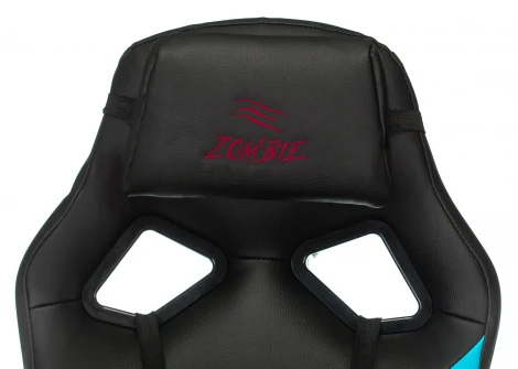 Кресло игровое Zombie DRIVER черный/голубой эко.кожа с подголов. крестовина пластик