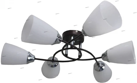 Люстра потолочная Toscom Vimi, 6 плафонов, венге с хромом и белым