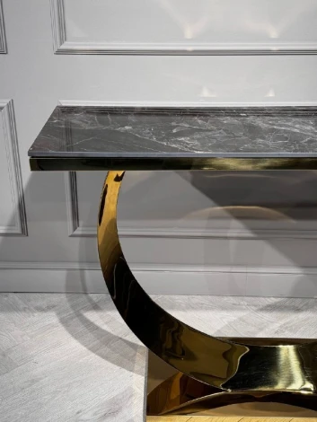 Стол-консоль IST-CASA Прайм IST-803,120х40х78 см, черный мрамор/золотой