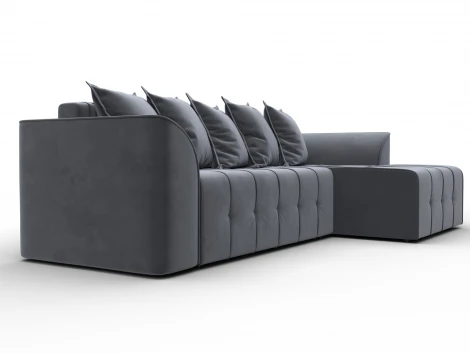 Диван угловой Лига-113 угол правый (ДСП,Велюр/Серый) Лига Диванов 136724