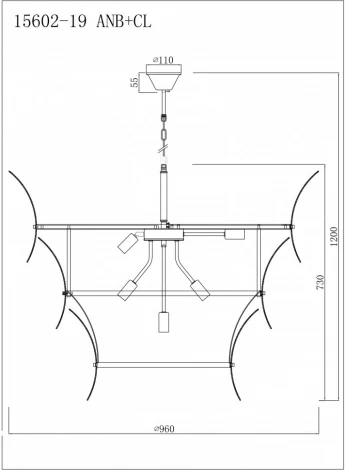 Подвесная большая люстра каскадная iLamp Gramercy 15602-19 ANB+CL (220V, на цепи)