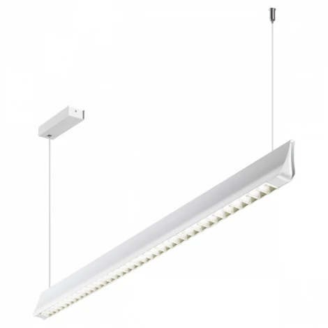 Подвесной линейный светильник Novotech Iter 359551 белый диммир. со сменой цв.темпер. (пульт ДУ/прилож. Smart Life) LED 36W 220V 3000-6000К (регулировка яркости, умный дом - Алиса, Tuya Smart, Smart Life, на тросе)