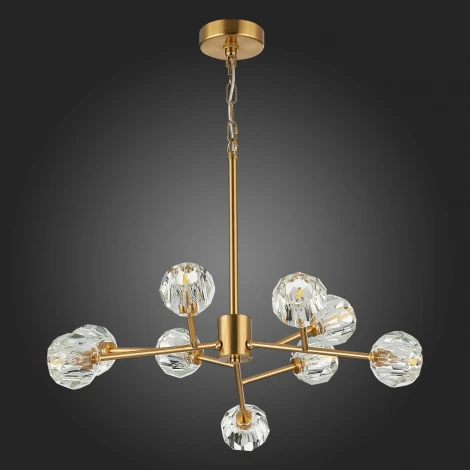 Подвесная люстра на штанге ST Luce Romano SL1166.303.09 (220V, хрусталь, на цепи, шарики, молекулы)