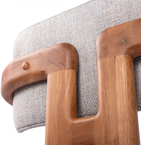 Стул Bradexhome Rich рогожка бежево-голубая с ножками цвета орех