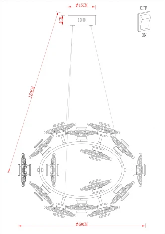 Подвесная люстра Arte Lamp A2097LM-90GO Cherish (LED, 220V, пульт управления, на тросе)