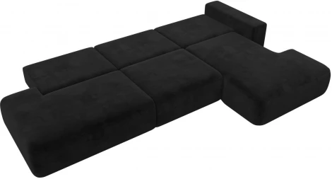 Диван угловой Лига-036 НПБ Модерн Лонг правый угол (Черный/Велюр) Лига Диванов арт.121431
