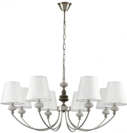 Подвесная люстра Lumion Kentuki 8283/8 никель/белый, металл/керамика/текстиль Е14 8*40W 220V (на цепи)