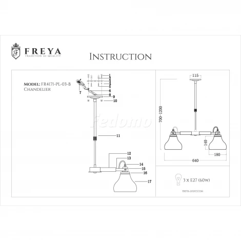Потолочная люстра Freya Lorenza FR4171-PL-03-B