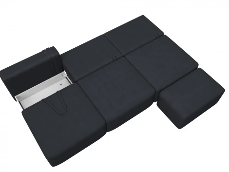 Диван прямой модульный с пуфом Лига-060 НПБ Лонг (ЛДСП,Брус,Фанера/Пластик/Замша/Темно-серый) Лига Диванов 129483