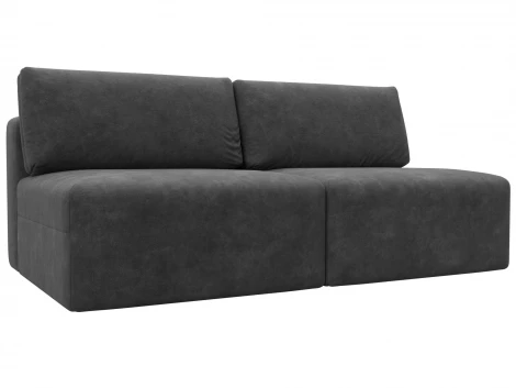 Диван прямой модульный Лига-060 НПБ (ЛДСП,Брус,Фанера/Пластик/Велюр/Темно-серый) Лига Диванов 129470