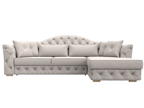 Диван угловой Артис правый угол (Брус,Рейка/Пластик/Замша/Бежевый) Лига Диванов 128042