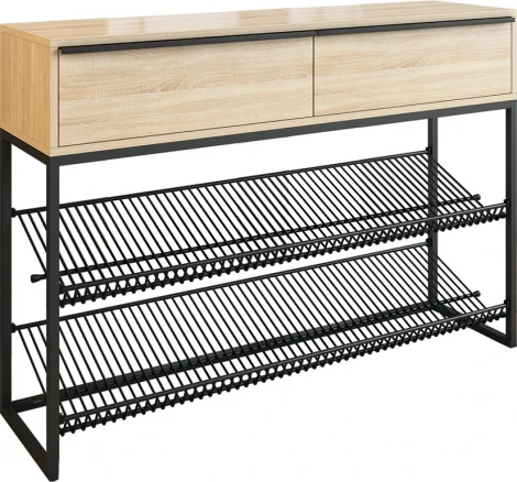 Обувница Крафт 2, цвет черный муар/дуб сонома Mebelson (арт.LMN-02.1797)