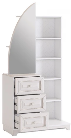 Белла Шкаф комбинированный Mebelson (ЛДСП,МДФ,ПВХ,Зеркало/Белый) арт.SMB-15.1651