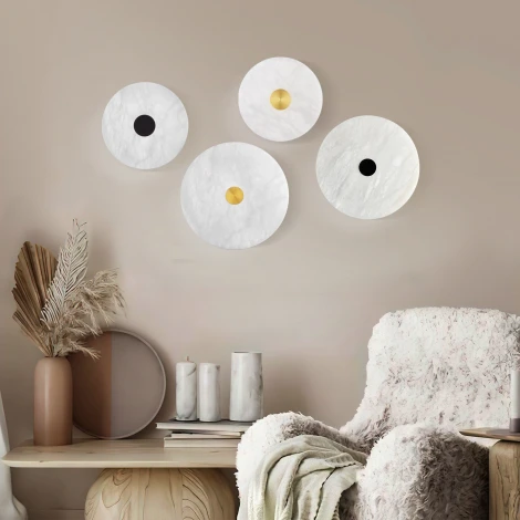 Светодиодный настенный светильник Eurosvet Thasos 40341 LED черный с мраморным рассеивателем (220V, круглые)