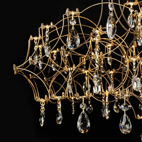 Подвесная люстра светодиодная хрустальная с пультом с регулировкой цветовой температуры Modelux MODELUX ML.7815.1050P GD