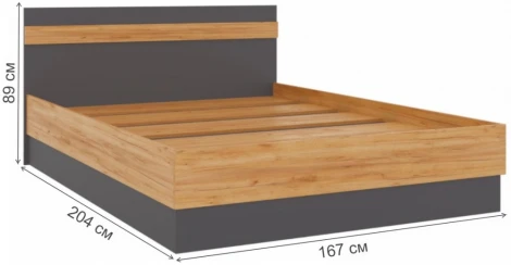 Двуспальная кровать Woodville Кассандра 160х200 дуб крафт золотой / антрацит 559200