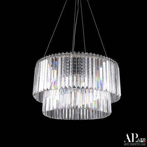 Подвесная люстра светодиодная APL LED Sicilia SH09.55.C.Ni.4000 (220V, хрусталь, на тросе)