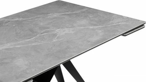 Керамический стол Notta Блэкберн 160(220)х89 серый мрамор larka grey / черный арт.612181