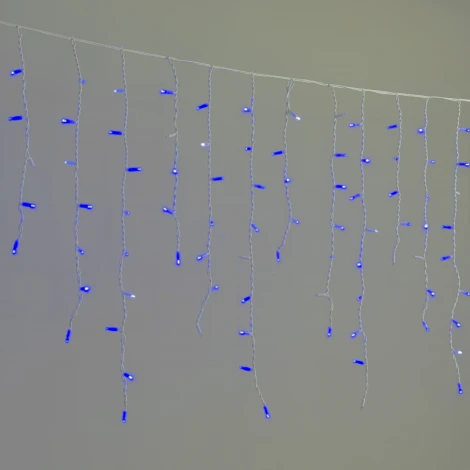 Гирлянда Бахрома 3,2 x 0,9 м синяя с мерцанием белого диода 220В, 168 LED, провод белый каучук, IP65 Laitcom LL168BLW-8-2B