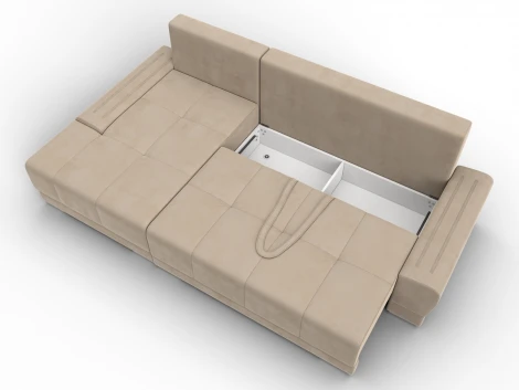 Диван угловой Лига-119 угол левый (ДСП,Брус,Фанера,ЛДС,Велюр/Бежевый) Лига Диванов 137089L