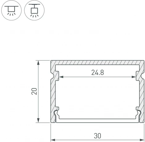 Профиль LINE-3020-2000 ANOD (Arlight, Алюминий) 046962