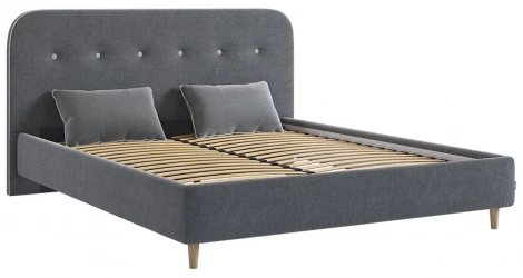 Кровать с основанием Лео 160х200 см Mebelson (ЛДСП,Ткань,Велюр/Графит,Серый) арт.KM1.6-19.2346