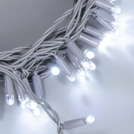 Гирлянда Нить 10м белая 24В, 100 LED, провод серый каучук 2,3мм, IP65 Laitcom ECO100-5-1W