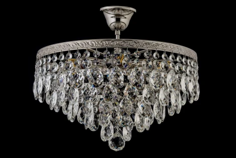 Потолочная люстра на штанге Arti Lampadari Castellana Nickel E 1.3.30.608 N (220V, хрусталь, круглые)