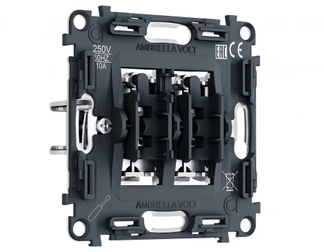 Механизм двухклавишного выключателя (Серый) Ambrella Volt QUANT PRO PR115