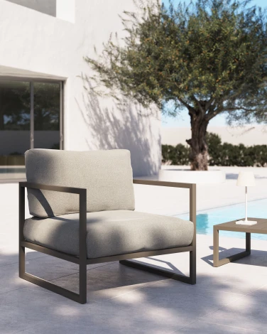 Кресло из ротанга La Forma (ex Julia Grup) Comova (Серый,Зеленый/ Искусственные волокна,Пена,Алюминий,Металл)